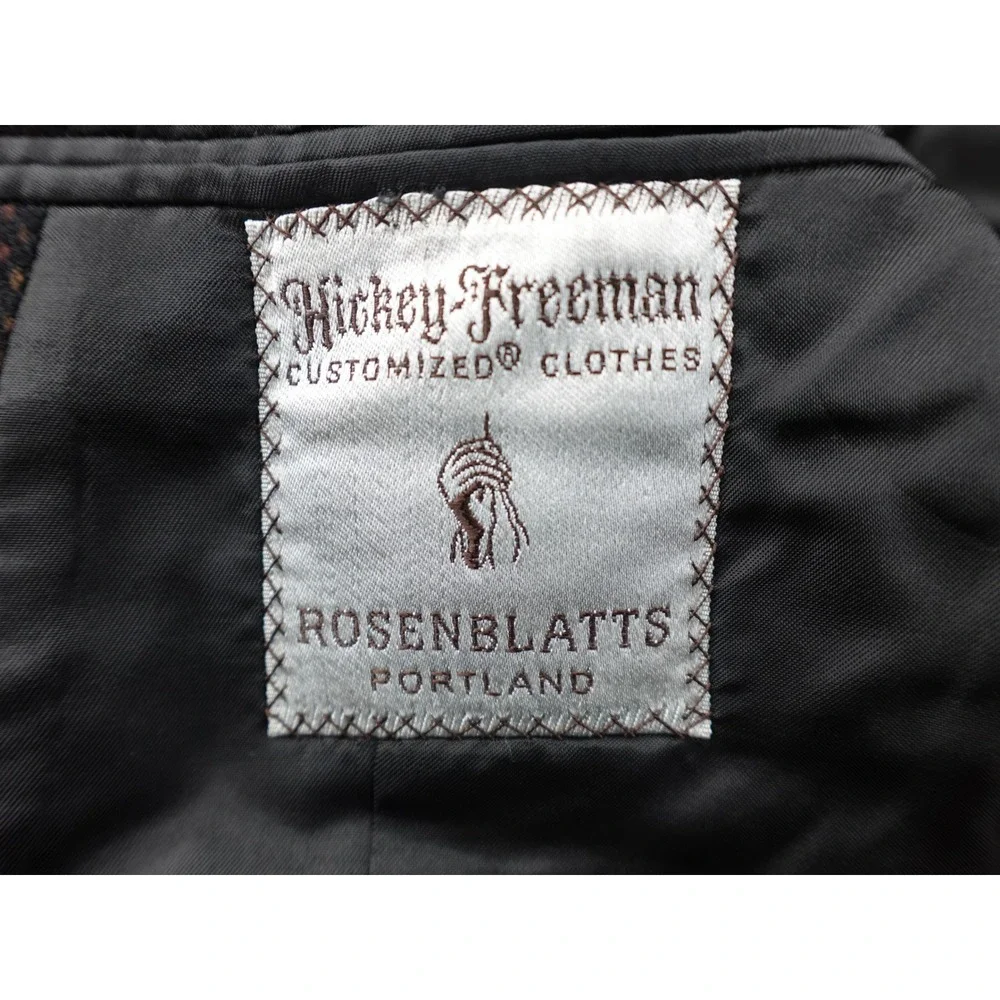 Hickey Freeman Blazer Mens 44 Brown Good Vintage‎ Striped 3 Button Patch Pockets